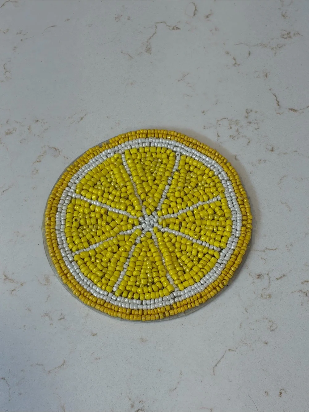 Yellow Beaded Lemon Slice Coasters - Set of 2